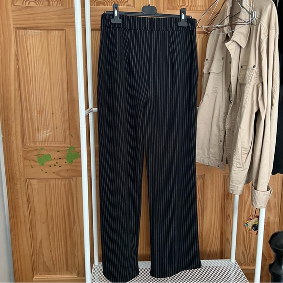 Pinstripe High Waisted Wide Leg Pants - Picture 2 of 5